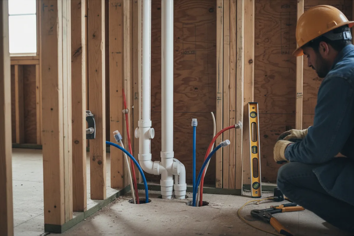 Drain and supply rough-in during Leak Detection in Plaistow
