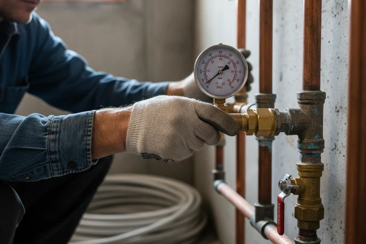 Pressure testing a repaired line during Water Line Repair in Plaistow